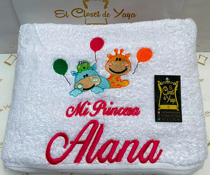 Toalla personalizada para bebe de animalitos - 347