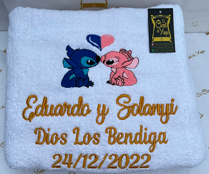 Toalla personalizada para pareja de stich - 367