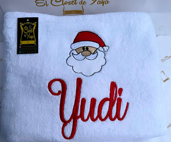 Toalla personalizada de navidad de rostro de papa noel - 566