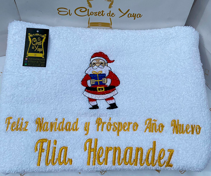 Toalla personalizada de navidad de papa noel con regalo - 568