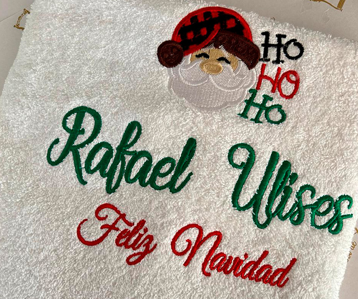 Toalla personalizada de navidad de papa noel con gorrito - 579