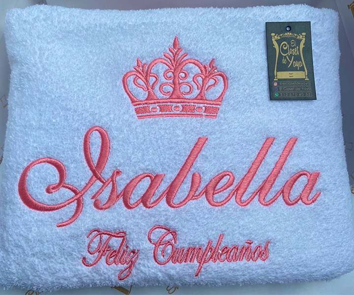 Toalla personalizada para niña de corona rosada - 489