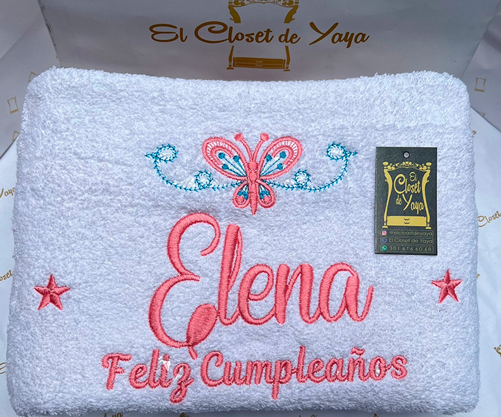 Toalla personalizada para niña de mariposa rosa - 496